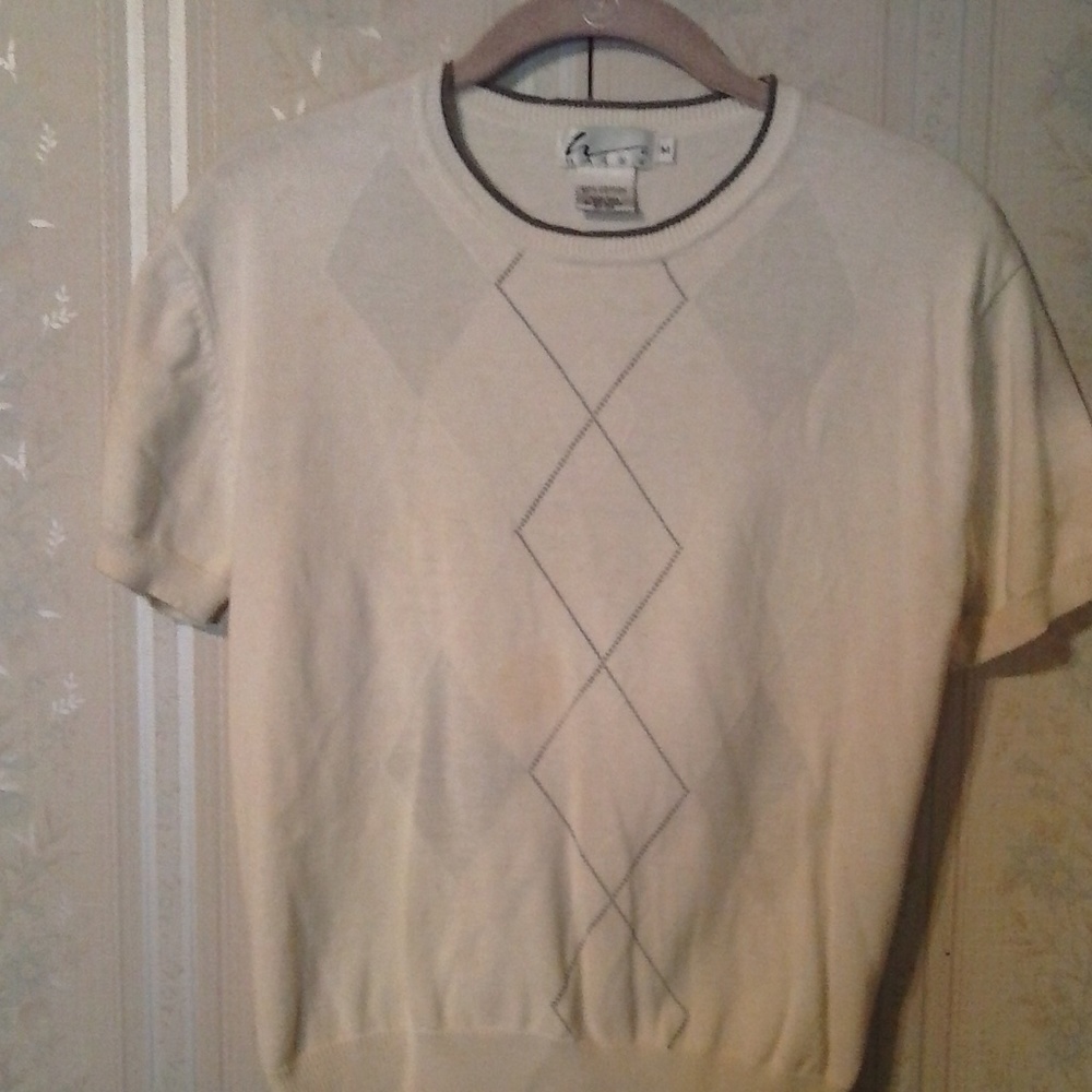 *HALEY WOMEN'S WHITE with GRAY SHORT SLEEVE TOP